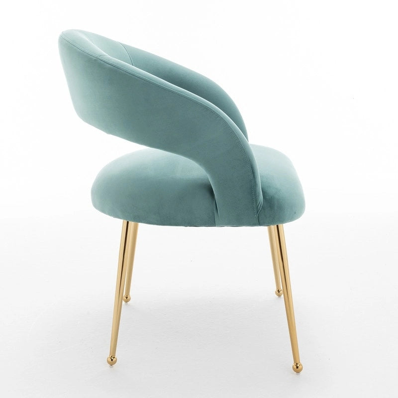 Chaises de salle à manger sans dossier rembourrées en velours, style Mid-Century Modern, lot de 2