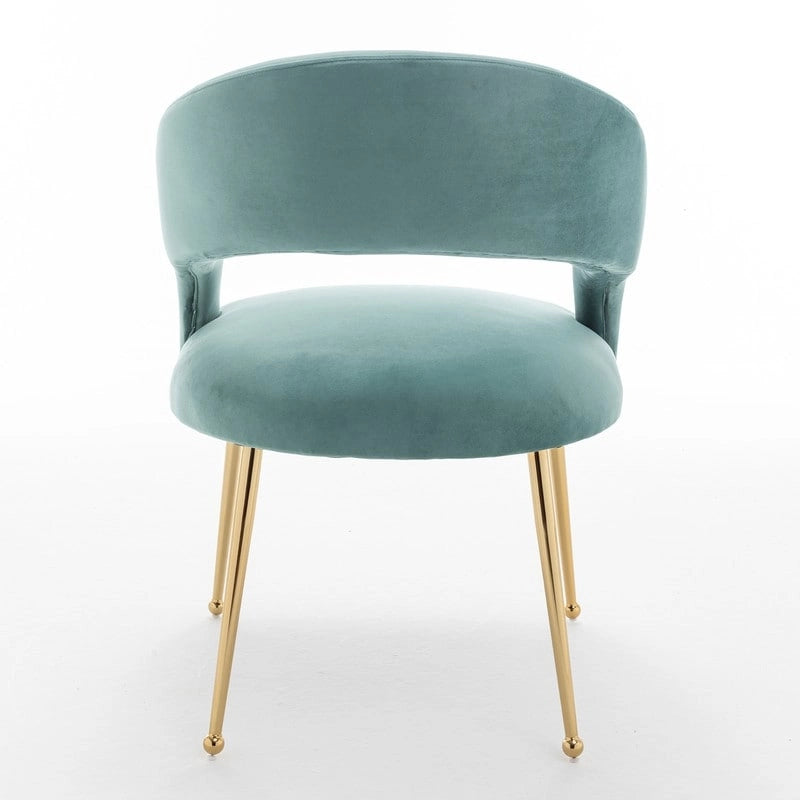 Chaises de salle à manger sans dossier rembourrées en velours, style Mid-Century Modern, lot de 2
