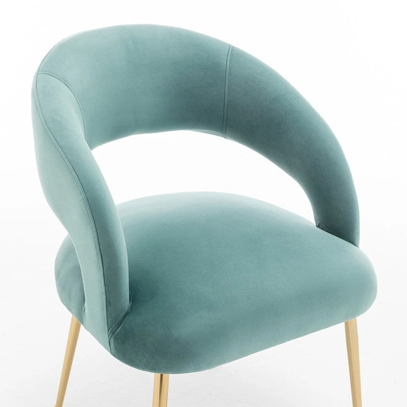 Chaises de salle à manger sans dossier rembourrées en velours, style Mid-Century Modern, lot de 2