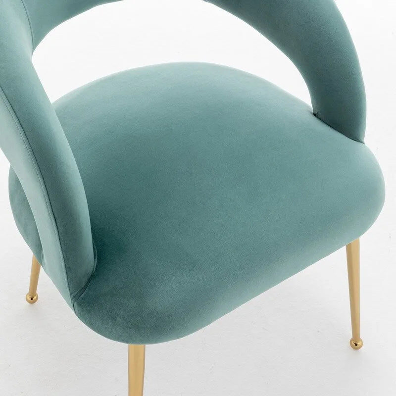 Chaises de salle à manger sans dossier rembourrées en velours, style Mid-Century Modern, lot de 2