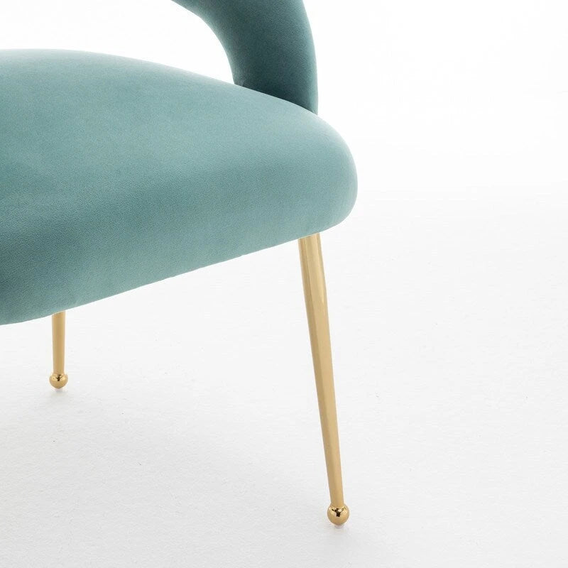 Chaises de salle à manger sans dossier rembourrées en velours, style Mid-Century Modern, lot de 2