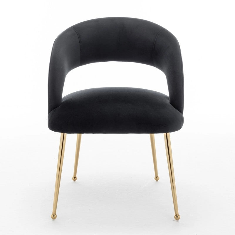 Chaises de salle à manger sans dossier rembourrées en velours, style Mid-Century Modern, lot de 2