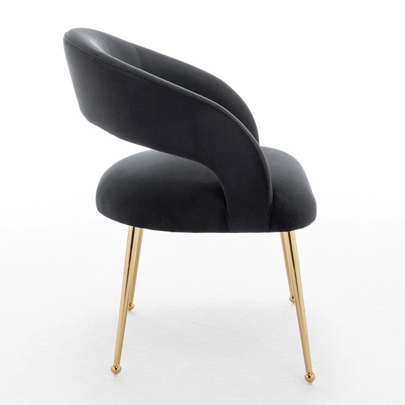Chaises de salle à manger sans dossier rembourrées en velours, style Mid-Century Modern, lot de 2