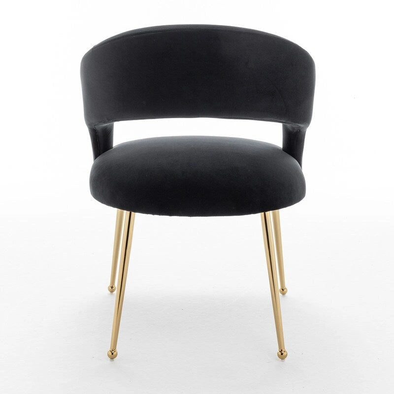 Chaises de salle à manger sans dossier rembourrées en velours, style Mid-Century Modern, lot de 2