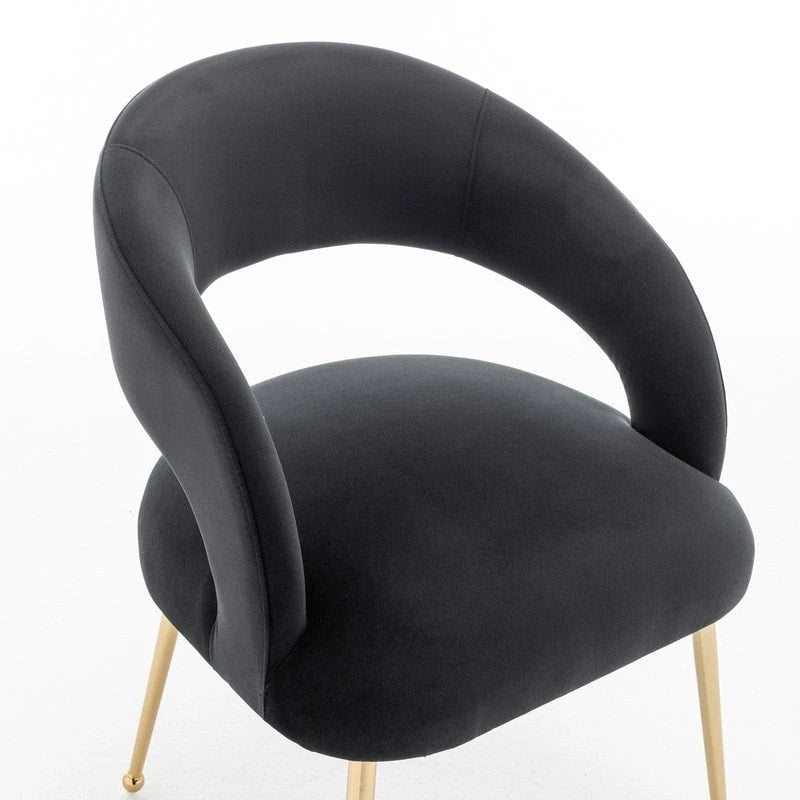 Chaises de salle à manger sans dossier rembourrées en velours, style Mid-Century Modern, lot de 2