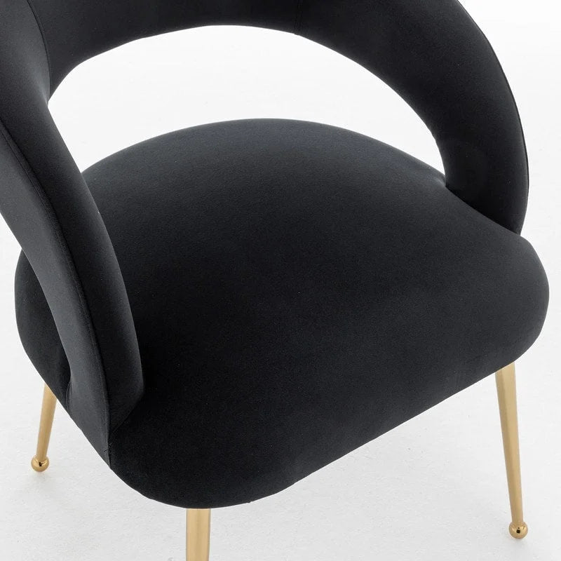 Chaises de salle à manger sans dossier rembourrées en velours, style Mid-Century Modern, lot de 2