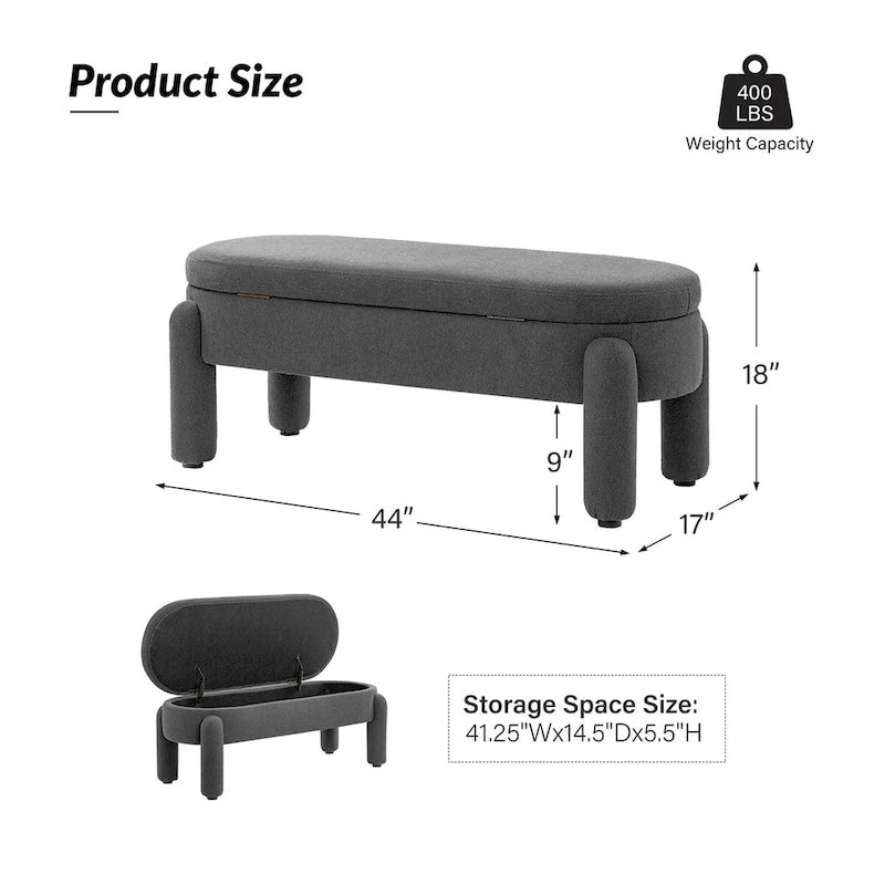 Banc de rangement moderne avec couvercle à charnière