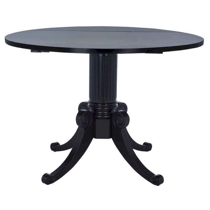 Table à manger à abattants avec pied central et détails sculptés en spirale, 43" x 31"