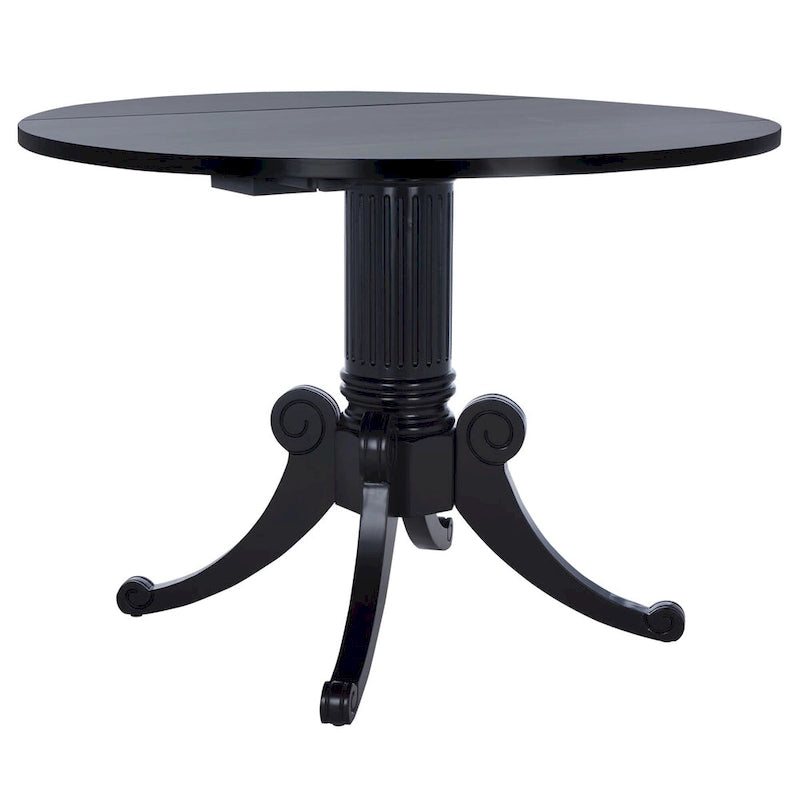 Table à manger à abattants avec pied central et détails sculptés en spirale, 43" x 31"
