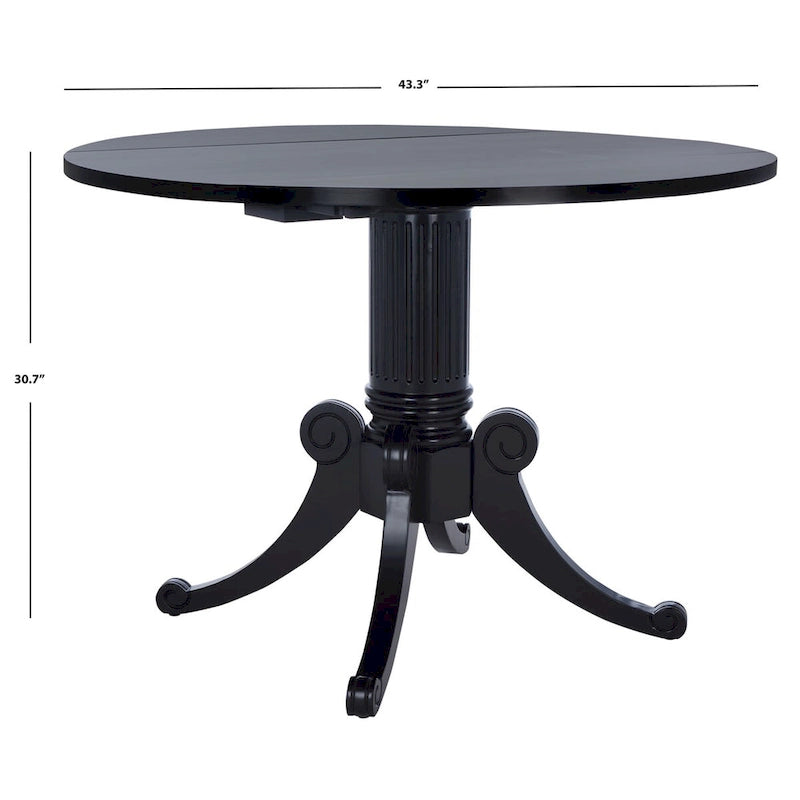 Table à manger à abattants avec pied central et détails sculptés en spirale, 43" x 31"