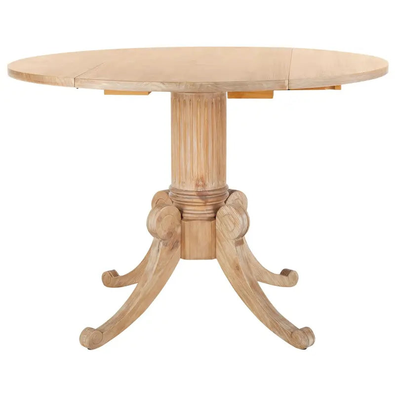 Table à manger à abattants avec pied central et détails sculptés en spirale, 43" x 31"