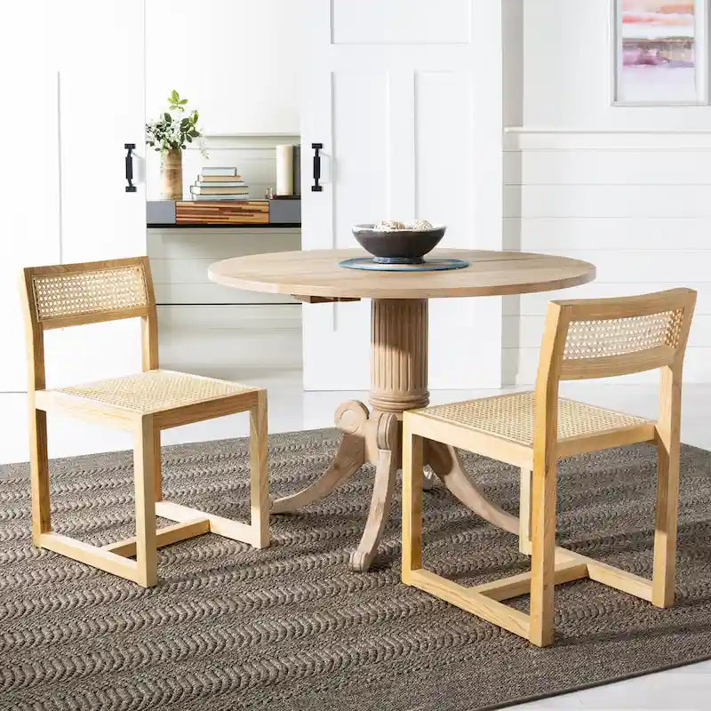 Table à manger à abattants avec pied central et détails sculptés en spirale, 43" x 31"