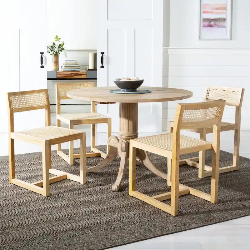 Table à manger à abattants avec pied central et détails sculptés en spirale, 43" x 31"