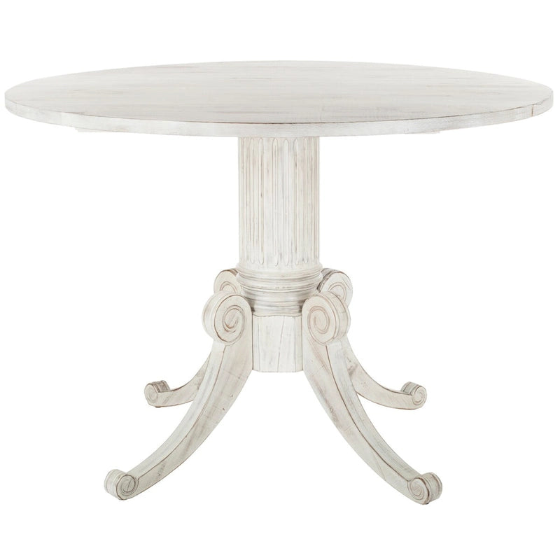 Table à manger à abattants avec pied central et détails sculptés en spirale, 43" x 31"
